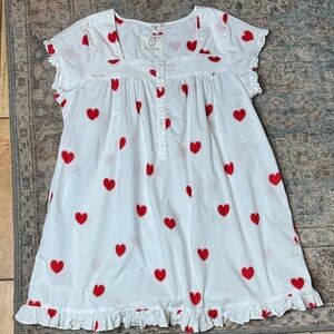 Printfresh White Nightgown with Red Hearts